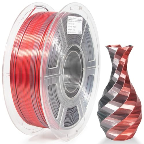 Isanmate Silk PLA Filament Dual-Colour 3d Drucker Filament 1.75MM 1 kg 3D Printer Filament Dimensional Accuracy +/-0.02 mm,Red Silver
