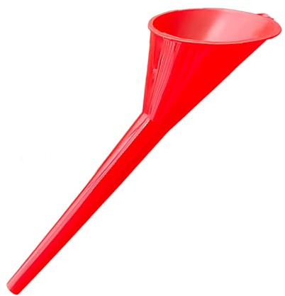 Plastic Long Mouth Funnel, Oil Funnels Plastic Gas Oil Funnel for Car Refueling and Motorcycle Maintenance, Universal Liquid Transfer Tool with Extended Spout (Red)