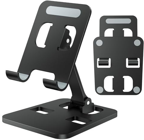 Anifrim Support de téléphone de Bureau, Support Double Pliable, Support Portable pour iPhone 17, 16, 15, 14, 13, 12 Pro Max Plus, Air, Galaxy S25, S24 et Tous Les Autres téléphones (Noir)