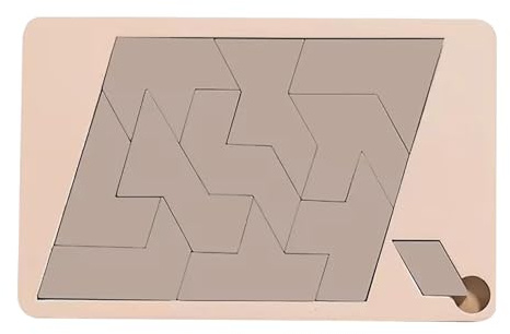 Dreieckspuzzle, Das Lösen der Holzblock-Puzzle-Herausforderung, Hölzernes unregelmäßiges Form-Puzzle, Verschwindendes Dreiecksdesign, Verschwundenes Quadrat, Triangulator Holz