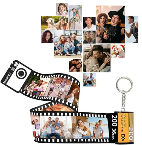 Personalised Camera Film Roll Keychain, Custom Camera Roll Film Keyring with Photo 10/15/20/25 Pcs, Customised Gifts For Christmas Holiday Birthday Anniversary Day for Lovers, Family, Friend