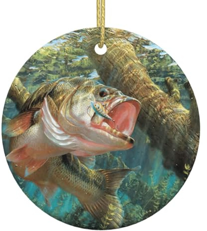 Fisch Weihnachtsbaum Keramik Hängende Runde Ornament Anhänger Festliche Xmas Party Home Decor