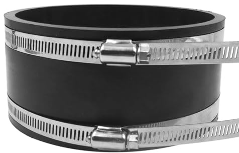Voyoo Manguito de goma flexible de 150 mm, adecuado para tubos de PVC y acero inoxidable con 2 abrazaderas de manguera