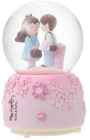 DOITOOL Valentinstag Musikalische Kristallkugel Spieluhr mit LED Licht Romantische Tischdekoration aus Kristallglas Geschenk für Partner Inkl Batterie 1 Stück