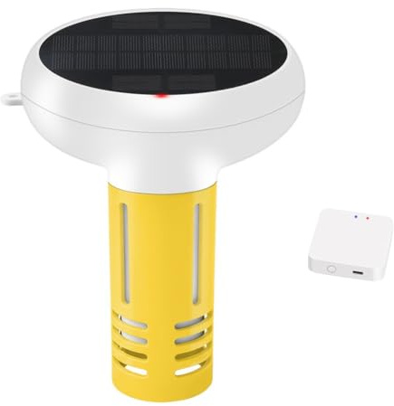 Wesafrae Testeur de Qualité de L'Eau Tuya ZigBee USB+ Alimenté par Énergie Solaire 7 en 1 pour la Surveillance de Piscine PH ORP Solides Dissous Totaux Salinité Température Temp Mètre de Chlore
