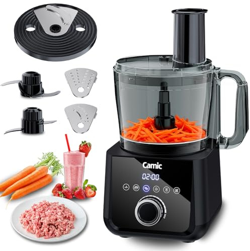 Camic Robot Cuisine Multifonction 1500W - Compact Robot Culinaire avec Bol 2.5L, 6 Fonctions, PowerChop, Disque 3 en 1, Assemblage facile pour une Variété de Tâches de Cuisine (Black)
