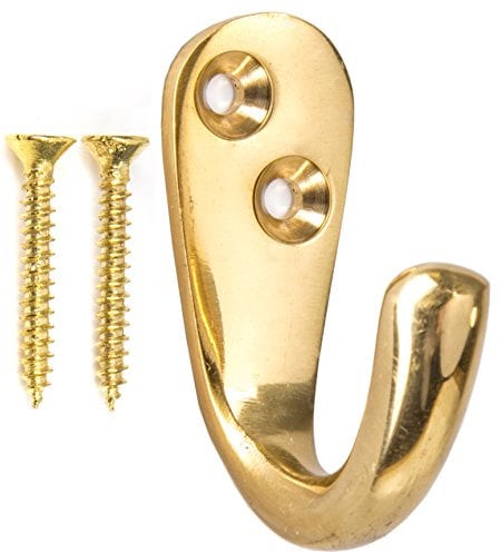 4X Strong Solid Brass Hooks - 50mm Wall Hangers