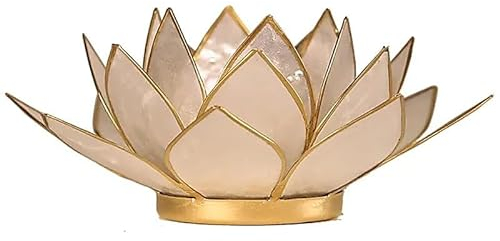 Capiz Lotus Atmospherisches Licht Perlmutt Goldrand - 13.5 cm