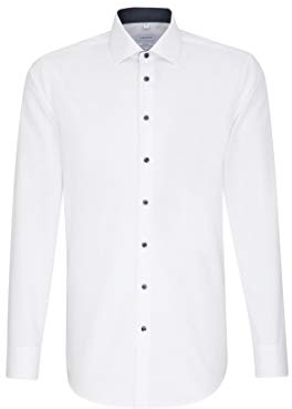 Seidensticker Herren Mens Shaped Longsleeve Cotton Businesshemd, Weiß(293690), 44 EU