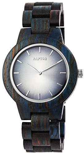 Raptor Damen-Holzuhr Edelstahl Butterflyschließe Natur Analog Quarz RA10208 (Eichenholz)