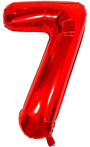 DIWULI Luftballon 7 Geburtstag XXL Rot - Zahl 7 Ballon