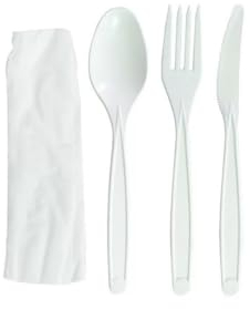 VIRSUS Set Posate biodegradabili e compostabili Tris forchetta Coltello Cucchiaio tovagliolo 2 veli stoviglie bio Eco Friendly Varie quantità (100)
