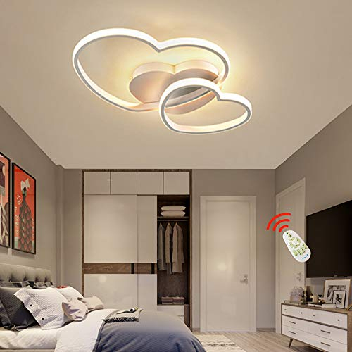 LED Modernes Deckenleuchte Prinzessin Zimmer Deckenlicht Dimmbares Herz Design Decke Lampe Mit Fernbedienung Acryl Kinderzimmer Beleuchtung Wohnzimmer Schlafzimmer Koration Kronleuchter Ø50cm,Weiß