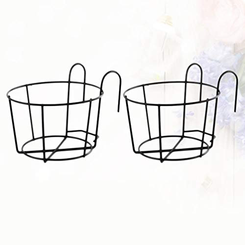 YARNOW 2 Pz Ringhiera Vasi per Piante Sospese Fioriere Balcone Bianche Portavaso da Balcone per Fioriera per Ringhiere Porta Fioriera da Balcone Filo Tondo Ferro Battuto Rotonda
