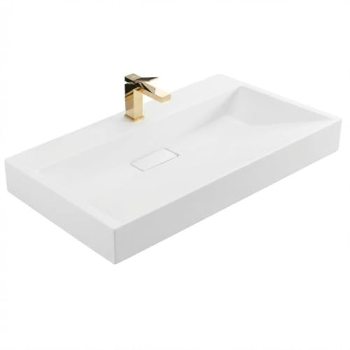 Rea Goya Lavabo de Conglomerado 100 cm Lavabo de baño 1000 x 460 x 140 mm (Blanco)