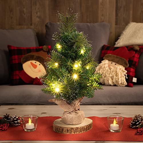 com-four® Albero di Natale LED - Piccolo Albero di Natale Artificiale con Illuminazione a LED - Fantastica Decorazione Natalizia - 15 LED Bianco Caldo (1 Pezzo - Albero di Natale con LED)