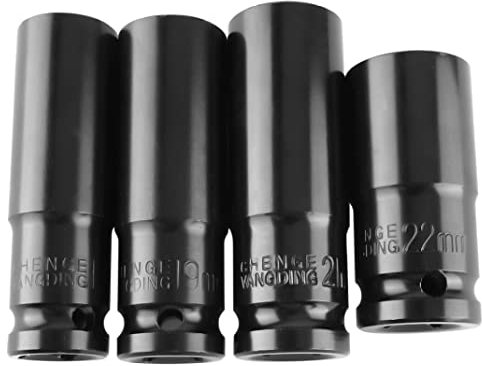 4PCS Drive Deep Impact Socket Kit Bacho Sockets Sets Metric 1/2 Inch 17-22MM Black