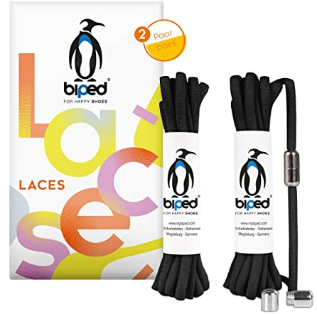biped LACES 2 pares de cordones elásticos con cápsula de metal cordones de goma con cierre giratorio sin ataduras, zapatillas deportivas y zapatillas deportivas- ovaladas 4,5 mm z2911(#2 black)