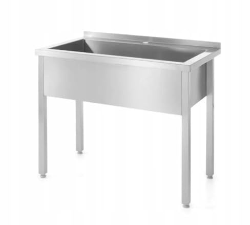 HENDI Einzelspültisch, geschweißt, Verstellbare Füße, Beckengröße: 686x540(H)300mm, Abfluss: ø50mm, Öffnung für Wasserhähnen: ø30mm, Aufkantung: 40mm, 800x700(H)850mm, Edelstahl