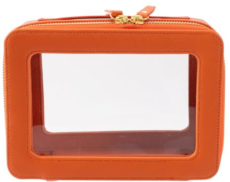 Sanhecun Sac de toilette imperméable avec poignée et ouverture en large pour voyages, Orange, Carry on 8 inch
