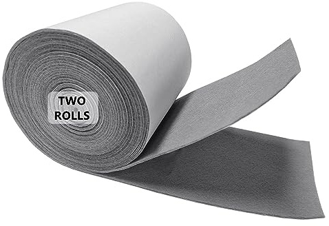 Jtnohx Self Adhesive Felt Roll Sticky Felt Fabric Sticky Rolls Gray 2Pcs | 1.4mm Thick Soft Fabric with Adhesive Backing 10cmx2.5m Felt Tape for Crafts, Picture Frame, Furniture(Gray)
