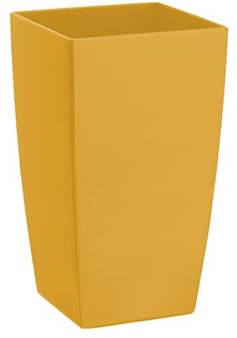 ECOMACETAS FLOWERPOT STORE Maceta de Colores de Plástico. Alargada Rectangular Decorativa 26 cm De Alto (Amarillo Curry, 1)