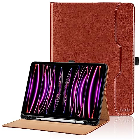 Funda para iPad Air 11 M2 (2024)/ iPad Pro 11 Pulgadas 2022/2021/2020 (4/3/2ª Generación) PU Leather Ángulos Ajustables Tablet Case con Supporto Funzione y Bolsillo, Auto Reposo/Activación - Marrón