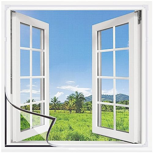 PJDDP Moustiquaire Fenêtre Magnétique Récoupable Anti-Insecte,Rideau Moustiquaire Aimantée avec Cadre Ajustable,sans perçage,70X140CM/27X55IN