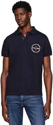 Tommy Hilfiger Polo Manches Courtes Homme Regular Fit, Bleu (Desert Sky), L
