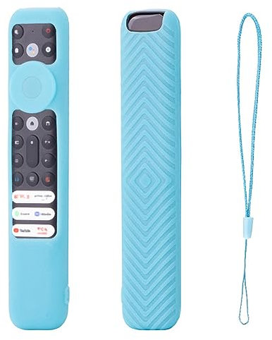 Custodia protettiva in silicone per telecomando TCL RC902V FMR1/FAR2/FMR4, si illumina al buio, antiurto, lavabile, antiscivolo, delicata sulla pelle, con cordino (blu)