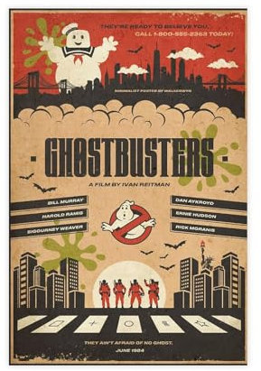 NEDOES Ghostbusters Filmposter auf Leinwand, Wandkunst, Dekor, Bild, Gemälde für Wohnzimmer, Schlafzimmer, Dekoration, ungerahmt, 30 x 45 cm