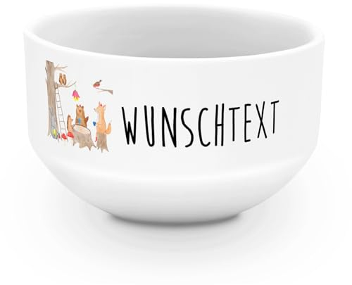 Mr. & Mrs. Panda Personalisierte Müslischale Waldtiere Picknick - Personalisierte Geschenke, Keramik Schüssel, Gute Laune, Maus, Bedruckte