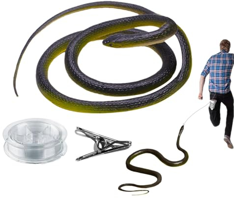 Generisch Snake Prank with String Clip, Clip Snake Prank, Golf Snake Prank with String and Clip, Realistic Rubber Snake A String, Prank Toy Fake Snake Toy That Chases People