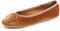 Feversole Women's Suede Macaroon Colorful Memory Foam Cushion Ballet Flat Camel Velvet Size 7