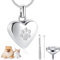 VEOIRXU Urne Kette für Asche, Anhänger Pfoten Abdruck Haustier, Herz Urne Halskette, Memorial Andenken Urne Schmuck mit Trichter-Kit für Haustier/Hunde/Katze Asche（Silber）
