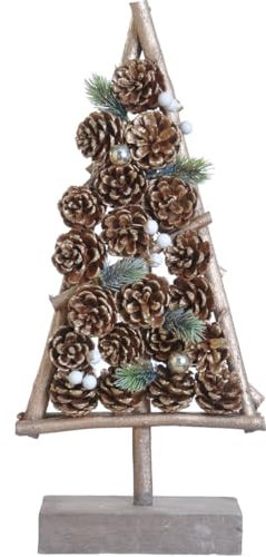 Weihnachtsbaum auf Holzständer von Naturn Christmas | 22 x 8 x 50 cm | Nachhaltige Weihnachtsdekoration | Weihnachtsschmuck zu Fuß | Braun