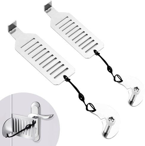 SIGANDG 2 PCS Serratura per Porta Portatile, Serratura per Porta per Privacy di Sicurezza Senza Perforazione per Viaggi, Hotel, Casa, con Vite Regolabile
