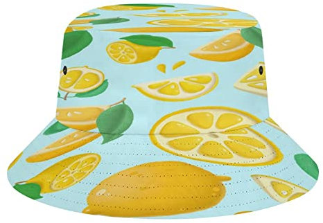 IQOPPEDR Chapeau cloche en forme de citron, casquette de pêcheur d'été pour homme et femme, unisexe, pliable pour la plage, les vacances, les voyages en plein air, citron, Taille unique