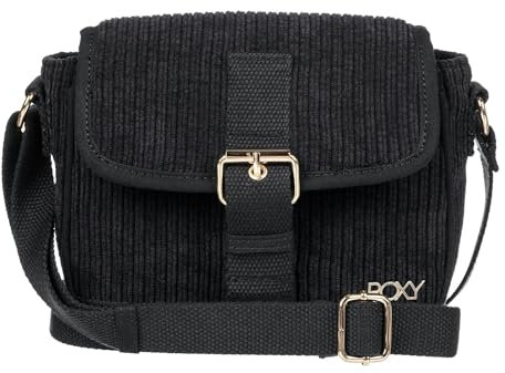 Roxy Feeling Good Stylish Soft Corduroy Crossbody Bag with Adjustable Straps, Anthracite