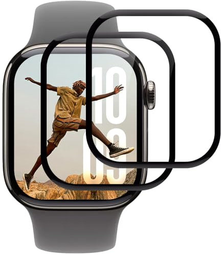 Beukei Protector de Pantalla Compatible con Apple Watch Series 10 42mm, 2 Piezas Cristal Templado[Dureza 9H][Antihuellas][Antiarañazos][Ultra Claro] Screen Protector