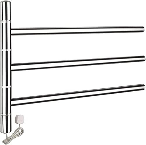 Scaldasalviette Elettrico Parete in Acciaio Inox Girevole A 180°,Scaldasalviette Elettrico Bagno (Spina)