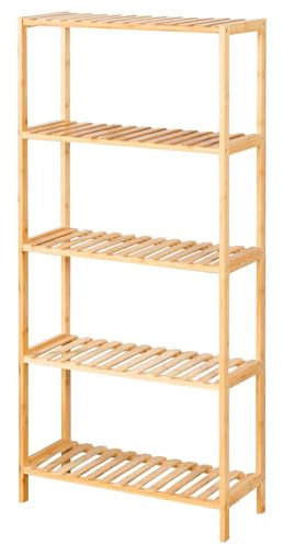 KARAT - Étagère en Bambou - Étagère étroite sur Pied pour Salle de Bain, Chambre, Salon - Escalier à Fleurs élégant - Banc de Fleurs décoratif 60L x 26P x 130H cm - Modèle Ohio (5 Niveaux)