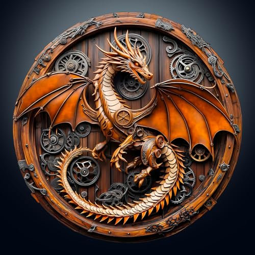 Holzpuzzle Erwachsene, 300 Teile Mechanischer Drache Puzzles, 34x33.8cm Wood Puzzle, Unregelmäßige Einzigartige Tierform Holzpuzzles für Erwachsen, Schön Geschenk für Familie Freunde