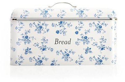 VQ Laura Ashley Large Bread Bins for Kitchen with Removable Lid Bread Storage Containers for Freshness & Style - Stainless Steel BreadBin with Hand-Applied Designer Print - China Rose