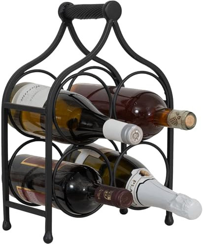 Biscottini Porta Bottiglie Vino in Ferro - Portabottiglie Vino in Metallo 24x14x35 - Porta Vino da Tavolo - Portabottiglie Cucina Bar- Cantinetta Vino da Mobile e Dispensa - Espositore - Portavini
