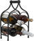 Biscottini Weinflaschenhalter aus Schmiedeeisen Schwarz Antik - Flaschenhalter für Wasser und Wein L24xPR14xH35 - Tisch-Weinregal - Mobiler Weinkeller