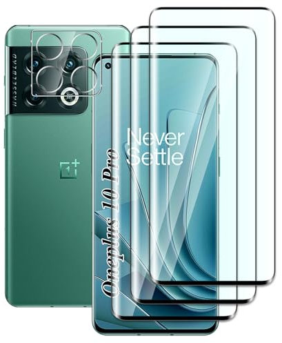 FWKDWHPH [3+1 Pezzi Vetro Temperato per Oneplus 10 Pro,con di Protezione Fotocamera,3D Full Coverage,Durezza 9H,Anti Graffio,Senza Bolle,HD Pellicola Protettiva per Oneplus 10 Pro