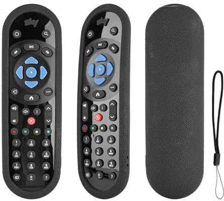 Silikon Fernbedienung Fall kompatibel mit Sky Q TV Box Fernbedienung Stoßfeste Schutzhülle mit einem Lanyard (Schwarz)