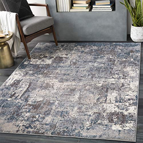 Livabliss Miami Abstract Rug - Area Rugs Living Room 140x200 cm, Dining Room, Lounge, Kitchen, Bedroom - Modern Marble Large Rug, Soft Luxurious Easy Care Medium Pile, Blue, Grey and Taupe