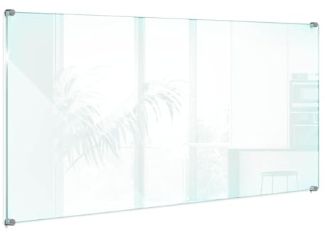 Tulup Herdspritzschutz 100x50 cm Küchenrückwand Glas Für die Küche Wandanbringung Glastafel Hartglas Float Transparent Spritzschutz Glasrückwand Wandschutz Fliesenschutz Inklusive Einbausatz